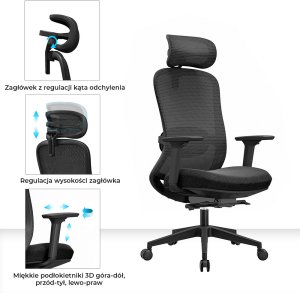 Krzesło biurowe Angel fizjO Czarne 14