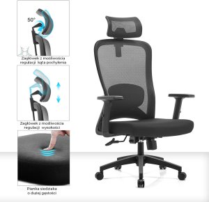 Krzesło biurowe Angel grOm Czarne 12