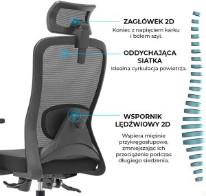 Krzesło biurowe Angel grOm Czarne 14