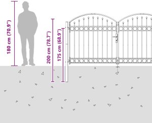 vidaXL Bramka ogrodzeniowa Inny Szary 300 x 150 cm Stal 8