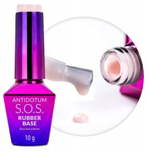 MOLLY NAILS_S.O.S. Antidotum Rubber Base baza kauczukowa do manicure pedicure i ozdób Powder Pink 10g 2