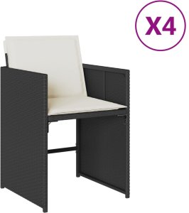 vidaXL Krzesła ogrodowe z poduszkami, 4 szt., czarne, polirattan 2