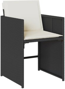 vidaXL Krzesła ogrodowe z poduszkami, 4 szt., czarne, polirattan 4