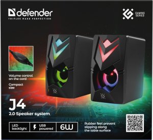 GŁOŚNIKI DEFENDER J4 2.0 6W LED USB CZARNE 11