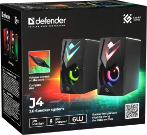 GŁOŚNIKI DEFENDER J4 2.0 6W LED USB CZARNE 10