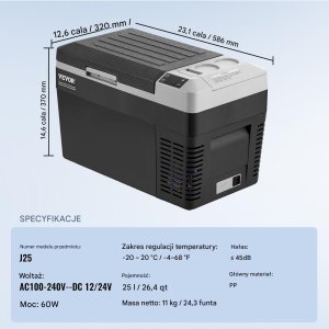 Przenośna lodówka samochodowa 25L z funkcją wytwarzania lodu 60 W 6