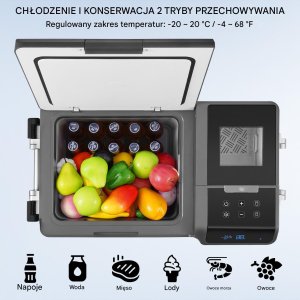 Przenośna lodówka samochodowa 35L z funkcją wytwarzania lodu 70 W 2