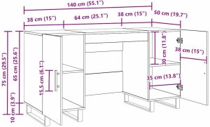Biurko vidaXL Beżowe 140 cm x 50 cm 10