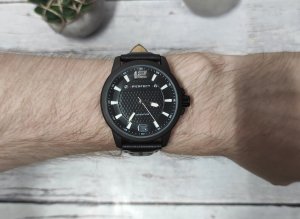 Zegarek Perfect Zegarek Perfect W146-07 męski perforowany pasek 44 mm . 3