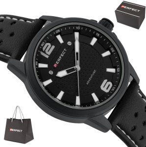Zegarek Perfect Zegarek Perfect W146-07 męski perforowany pasek 44 mm . 7