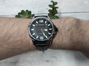 Zegarek Perfect Zegarek Perfect W146-02 męski perforowany pasek 44 mm . 3
