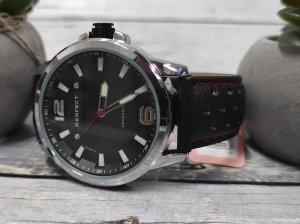 Zegarek Perfect Zegarek Perfect W146-02 męski perforowany pasek 44 mm . 5