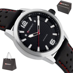 Zegarek Perfect Zegarek Perfect W146-02 męski perforowany pasek 44 mm . 8