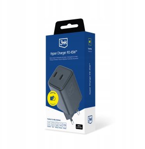 3mk Hyper Charger PD 45W GaN QC4+ PPS 2C Super-Fast Charge 2.0 Black 8