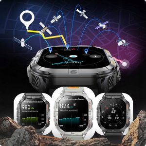 SMARTWATCH ZEGAREK MĘSKI GPS WODOODPORNY LATARKA ROZMOWY DWA PASKI MENU PL 11