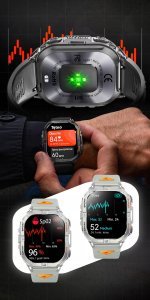 SMARTWATCH ZEGAREK MĘSKI GPS WODOODPORNY LATARKA ROZMOWY DWA PASKI MENU PL 14