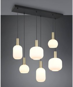 Pendant lamp TRIO DIVA, 6xE27, max 6x10W brass/white 85x20x150cm 3