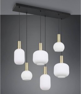 Pendant lamp TRIO DIVA, 6xE27, max 6x10W brass/white 85x20x150cm 4