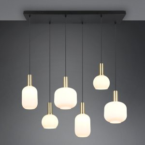 Pendant lamp TRIO DIVA, 6xE27, max 6x10W brass/white 85x20x150cm 5