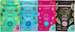 Time & Chills Set I Love: Beautiful Peeling, Peeling, Sheet Mask, For Face, 10 ml + Skin Superstar, Detoxifying, Sheet Mask, For Face, 10 ml + Happy Skin, Purifying, Sheet Mask, For Face, 10 ml + Pure Pores, Cleansing, Sheet Mask, For Face, 10 ml For Wome 2