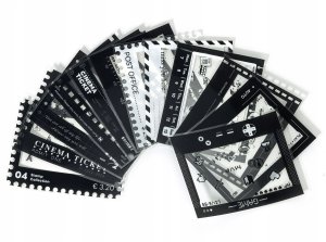 Zestaw 12x Naklejki Ramki Do Fuji Wide 400 / 300 / Sp-3 / Polaroid Now / Now+ 600 - Czarno Białe 4