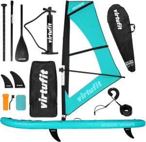 Deska SUP VirtuFit Surfer 305 turkusowa, osłona przeciwwiatrowa, akcesoria 5