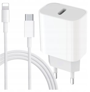 SZYBKA ŁADOWARKA KOSTKA USB-C 20W USB TYP C + KABEL DO LIGHTNING IPHONE 3M 4
