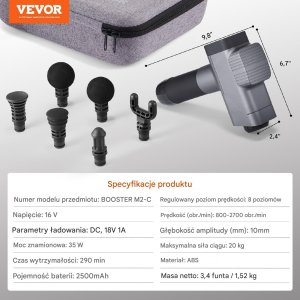 Masażer pistoletowy do ciała, pleców i stóp16V 3200 obr./min 6