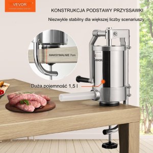 Nadziewarka do kiełbasy maszynka do kiełbas szpryca 1,5L 4