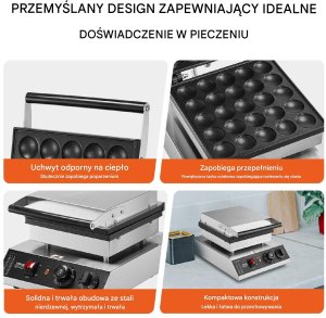 Gofrownica Vevor Gofrownica do Poffertjes holenderskich naleśników naleśnikarka 25 szt 1700W 5