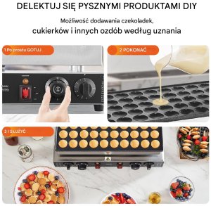 Vevor Gofrownica do Poffertjes holenderskich naleśników naleśnikarka 50 szt 1700W 5