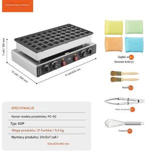 Vevor Gofrownica do Poffertjes holenderskich naleśników naleśnikarka 50 szt 1700W 6