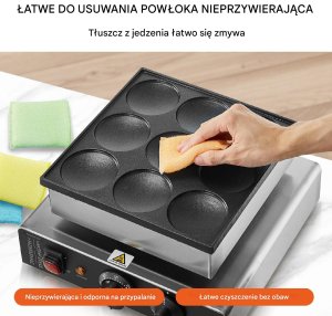 Gofrownica Vevor Gofrownica do pączków holenderskich naleśników naleśnikarka 9 szt 1700W 3