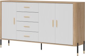 Komoda Szafka trzydrzwiowa z 4 szufladami Dąb Biały Złoty DANTE DT10 2
