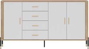 Komoda Szafka trzydrzwiowa z 4 szufladami Dąb Biały Złoty DANTE DT10 3
