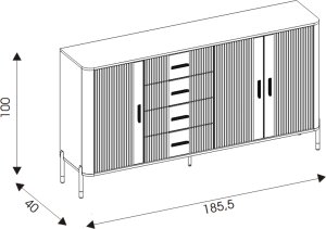 Komoda Szafka trzydrzwiowa z 4 szufladami Dąb Biały Złoty DANTE DT10 5