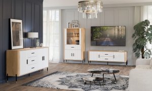 Komoda Szafka trzydrzwiowa z 4 szufladami Dąb Biały Złoty DANTE DT10 8