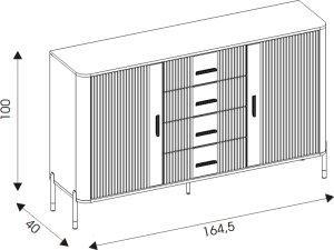 Komoda Szafka dwudrzwiowa z 4 szufladami Dąb Antracyt Czarny DANTE DT09 5