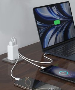 Ładowarka sieciowa 2x USB Typ-C + USB eXtremestyle GaN evo 65W 3