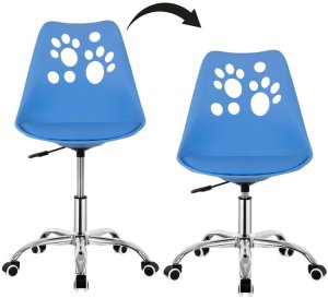Fotel dziecięcy do biurka, obrotowe krzesło na kółkach regulowane dla dzieci do nauki, niebieskie UNIWERSALNY 12