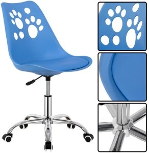 Fotel dziecięcy do biurka, obrotowe krzesło na kółkach regulowane dla dzieci do nauki, niebieskie UNIWERSALNY 13