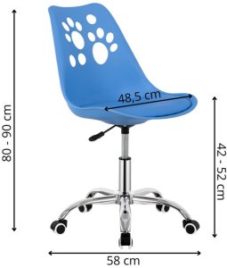 Fotel dziecięcy do biurka, obrotowe krzesło na kółkach regulowane dla dzieci do nauki, niebieskie UNIWERSALNY 2