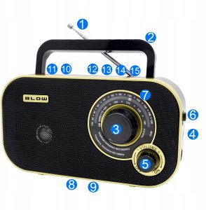 77-542# Radio przenośne analogowe am/fm blow ra12 czarno-złote 3
