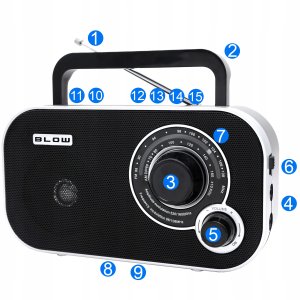 77-543# Radio przenośne analogowe am/fm blow ra12 czarno-białe 5