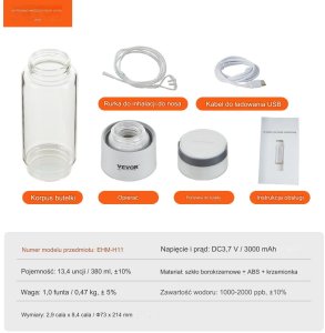 Generator wody wodorowej Jonizator wody 380ml 6