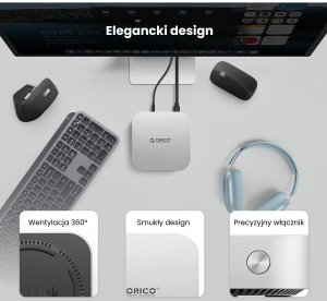 Orico Stacja dokująca do MacMini, USB-C 10 Gbps, z obudową M.2 NVMe, metalowa 10