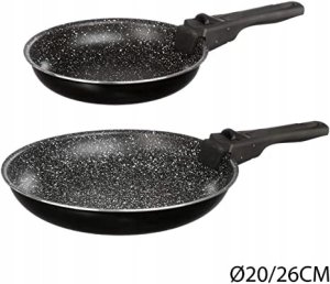 Patelnie z kamienną powłoką i zdejmowaną rączką, Ø 20 i 26 cm, 2 sztuki 2