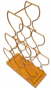 Stojak na wino, 6 butelek, złoty, 31 x 12 x 53 cm 5