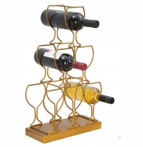 Stojak na wino, 6 butelek, złoty, 31 x 12 x 53 cm 7