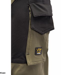 AISP - TRAIL spodnie do pasa 4WAY stretch podwójne potrójne szwy szyte mocną nicią 280 g/m2 wzmocnione mkieszenie na komórkę - khaki 110 33